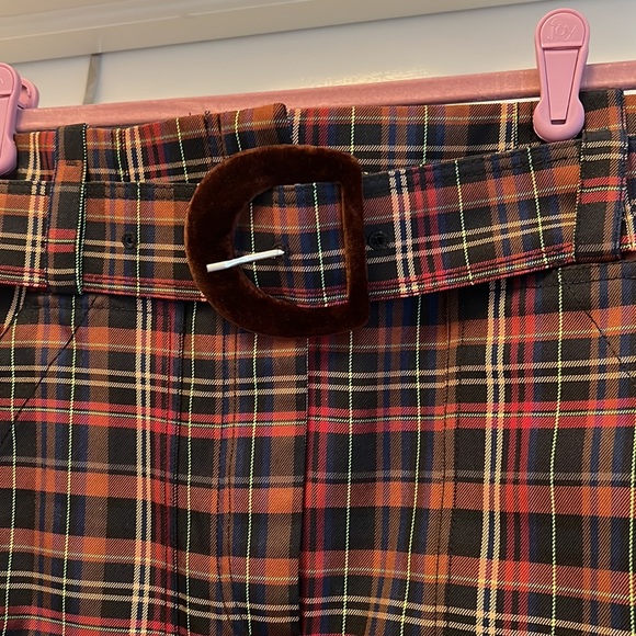 Sandro Plaid Print Knee-Length Skirt Belted with Pockets - Picture 4 of 7